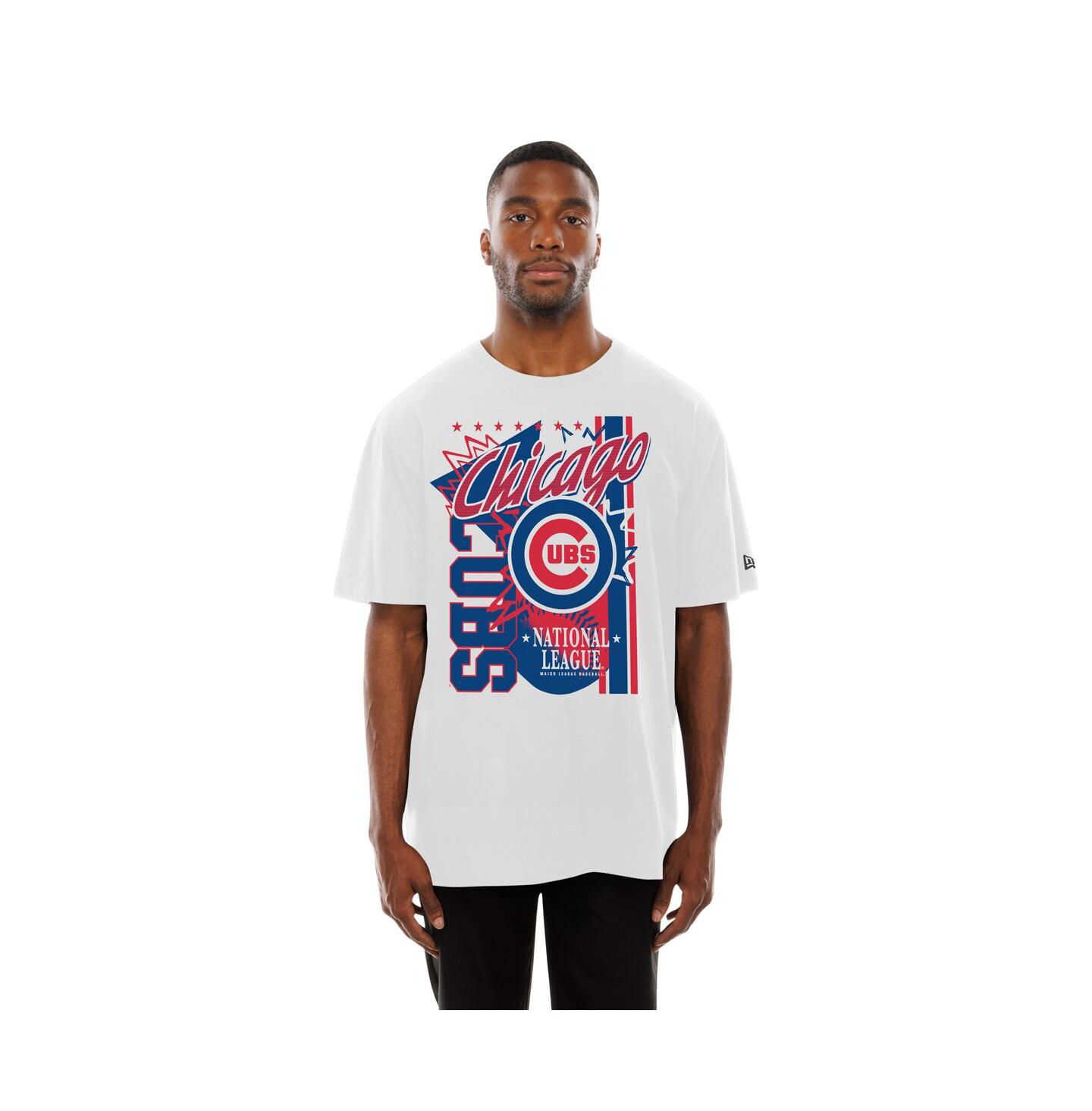 Мужская футболка New Era White Chicago Cubs Big Graphic Domestic — фото 3