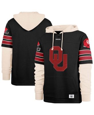 '47 Brand - Men's Black Oklahoma Sooners Split Zone Cornerback Lacer Pullover Hoodie