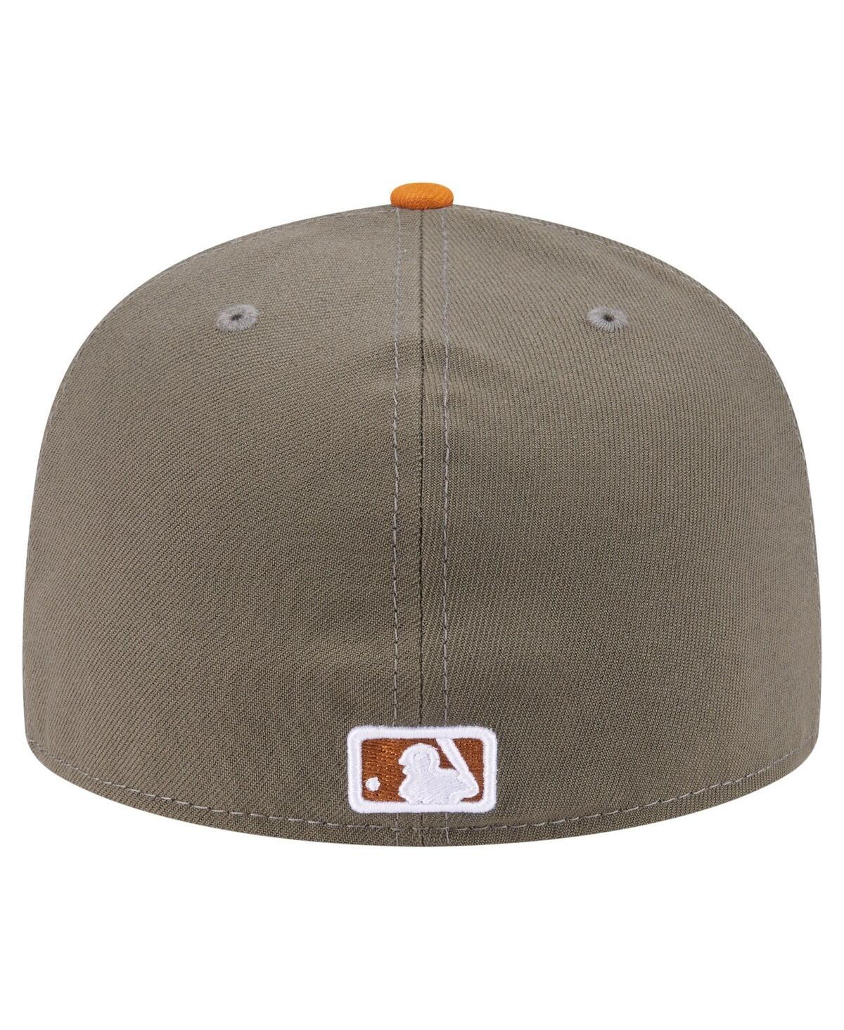 New Era Men's Olive/orange Cincinnati Reds Two-tone Color Pack A-frame 59fifty Fitted Hat In Gray