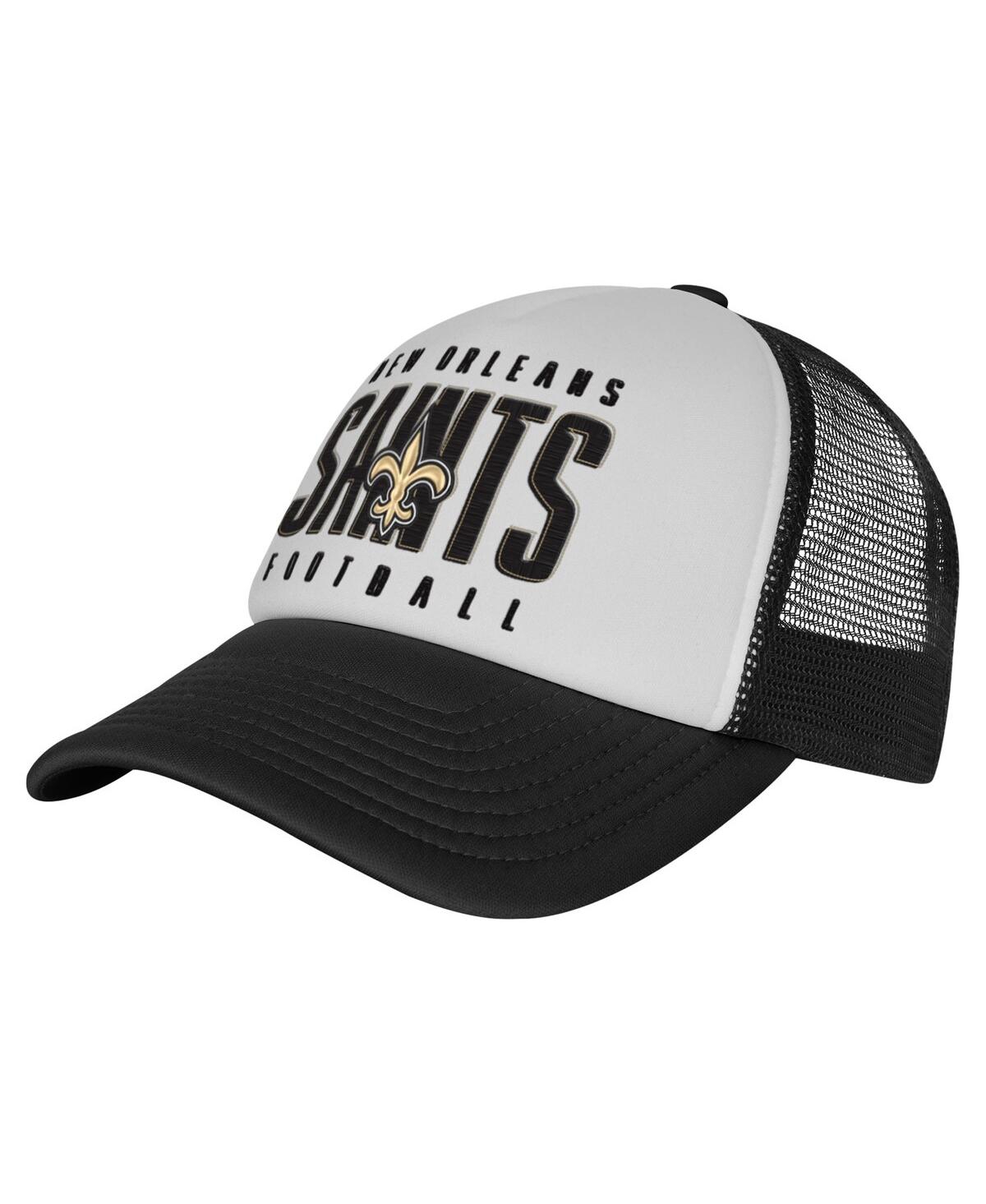 Outerstuff Kids' Big Boys And Girls White/black New Orleans Saints Essentials Trucker Adjustable Hat In Multi