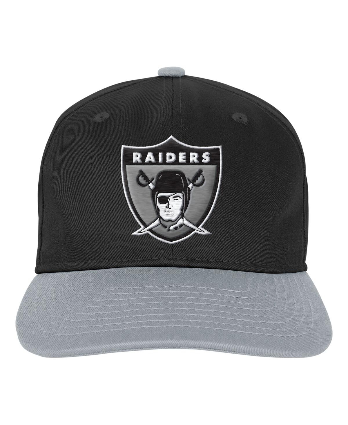 Outerstuff Big Boys And Girls Black Las Vegas Raiders True Retro Adjustable Hat In Black