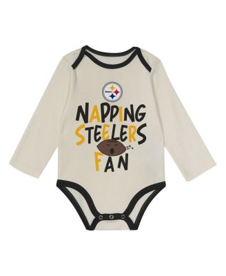 Baby Boys and Girls 3-Piece Black Pittsburgh Steelers Little Champ Set