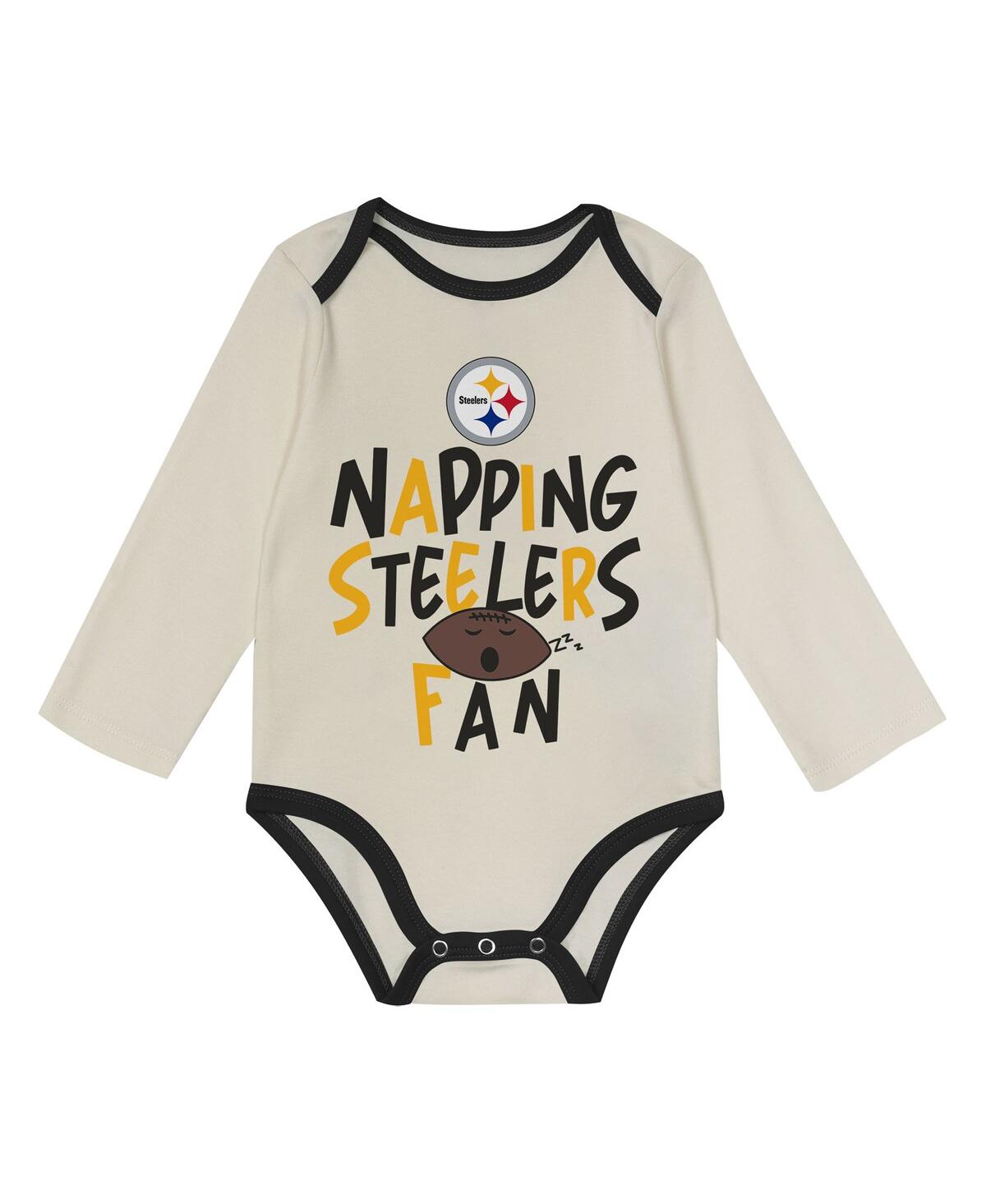 Outerstuff Baby Boys And Girls 3-piece Black Pittsburgh Steelers Little Champ Set In Multi