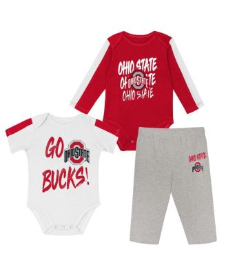 Outerstuff - Baby Boys and Girls Scarlet/White Ohio State Buckeyes Double Down Creeper and Pants 3-Piece Set
