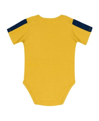 Baby Boys and Girls 3-Piece Navy/Maize Michigan Wolverines Double Down Creeper and Pants Set