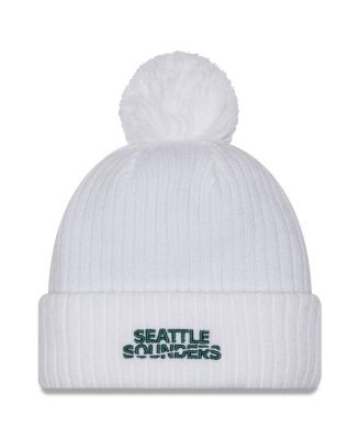 Men's White Seattle Sounders FC 2025 Jersey Hook Cuff With Pom Knit Hat