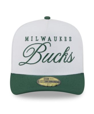 Men's White/Hunter Green Milwaukee Bucks 2025 NBA Draft A-Frame 59FIFTY Fitted Hat