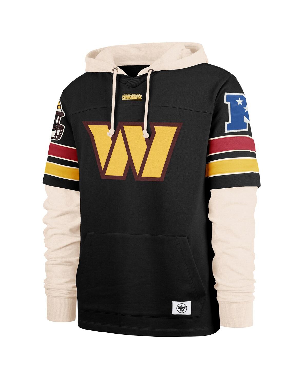 47 Brand Men's Black Washington Commanders Split Zone Cornerback Duo Hoodie In Multi