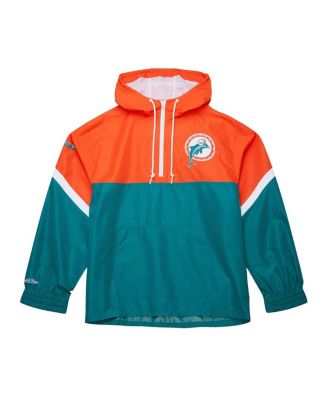 Men's Orange/Aqua Miami Dolphins Tie Breaker Vintage Logo Lightweight Anorak Half-Zip Windbreaker