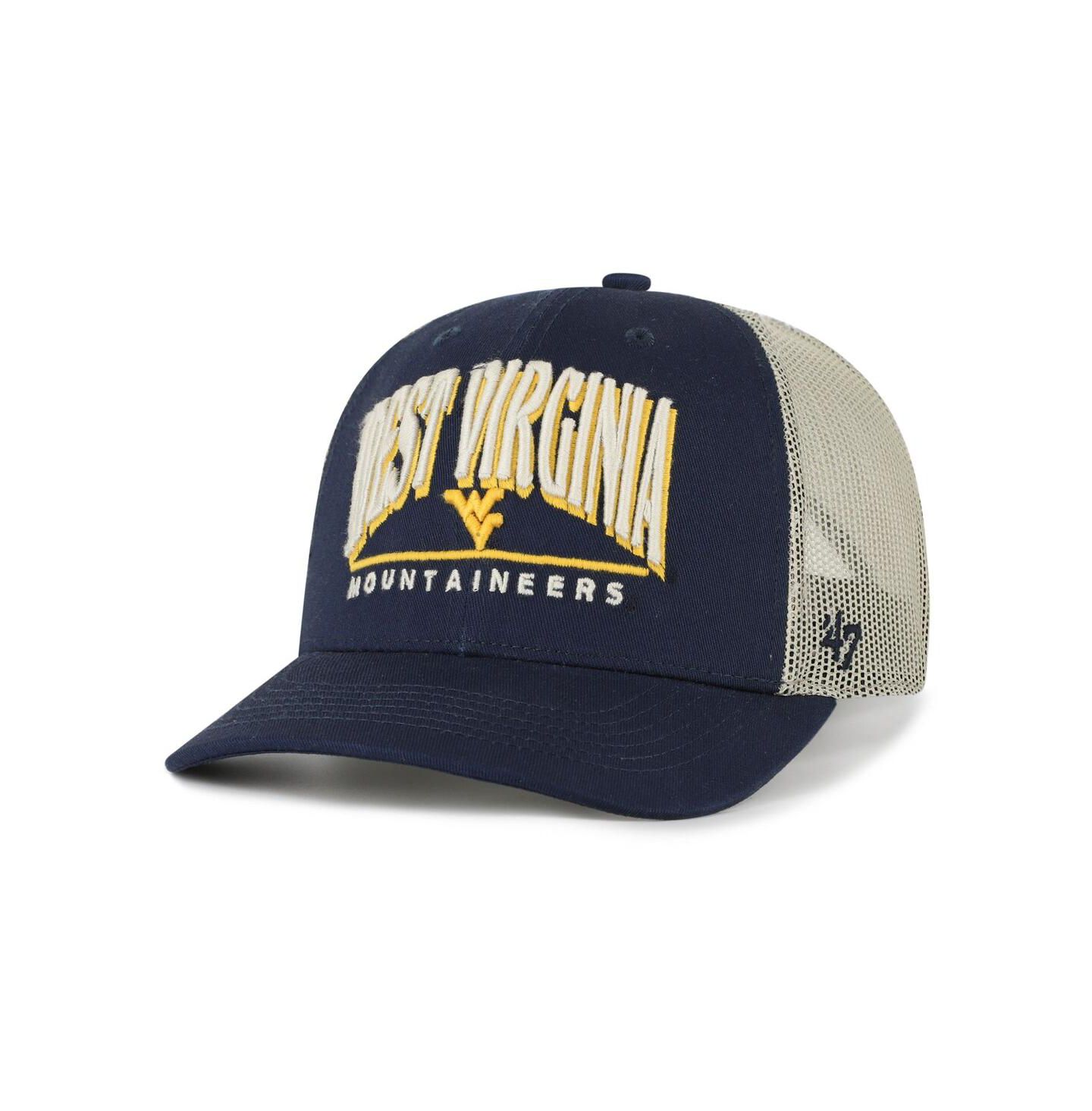 Мужская кепка '47 Brand Navy West Virginia Mountaineers Arid Adjustable Trucker Hat — фото 1