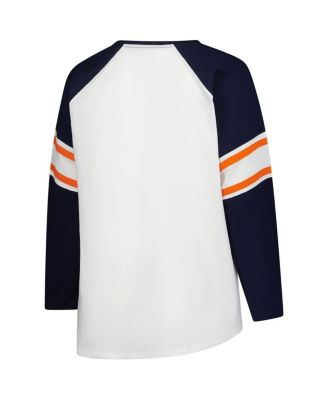 Women's White Chicago Bears Plus Size Redzone Lace Up Long Sleeve T-Shirt