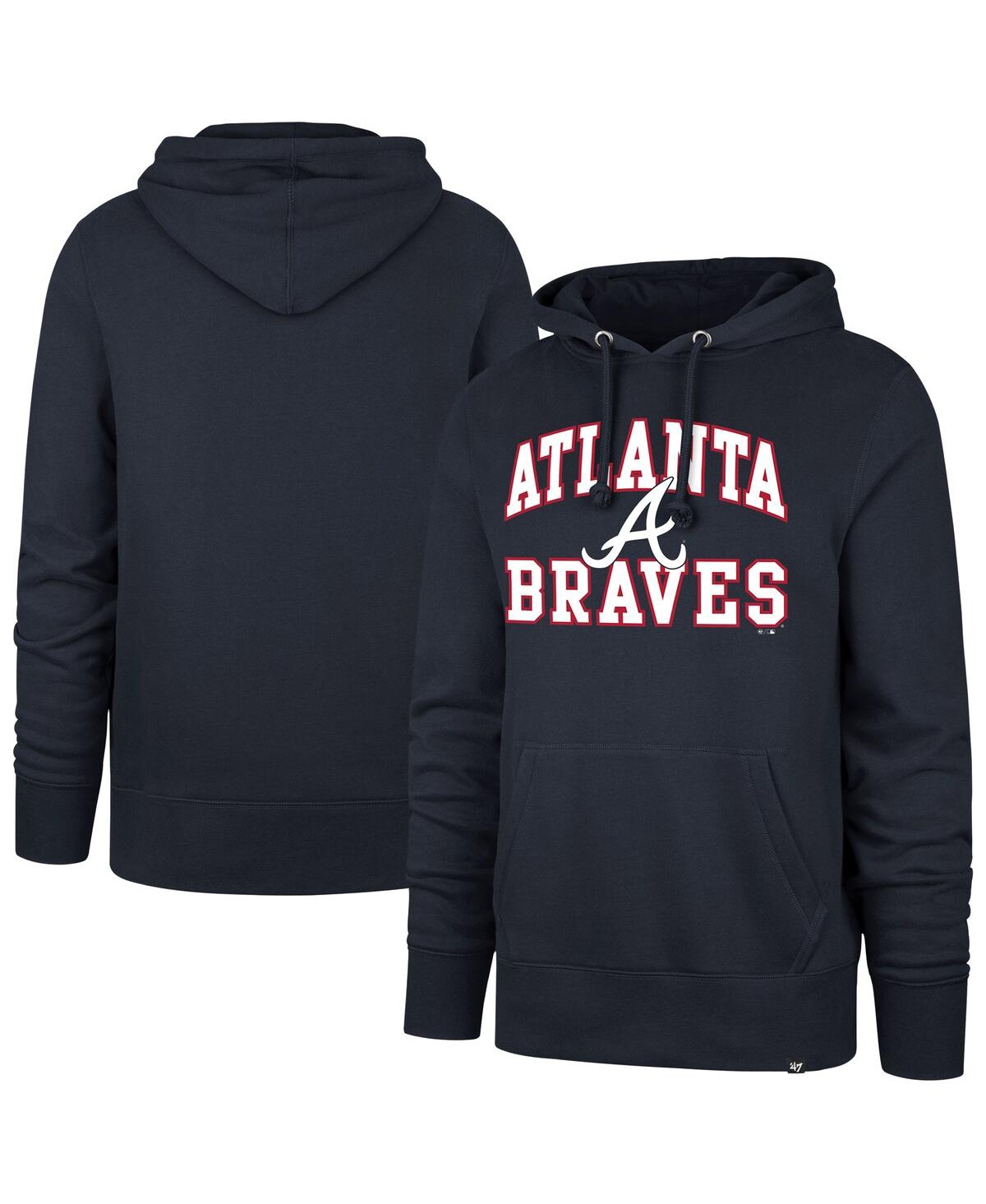 '47 Brand Men's Navy Atlanta Braves Big Tall Velocity Fleece Pullover Hoodie