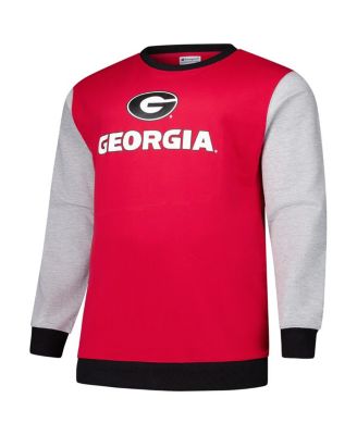 Men's Red Georgia Bulldogs Contrast Sleeve Large Chest Big Tall Pullover Sweatshirt