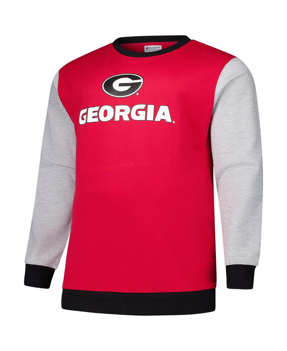 Fanatics Men's Red Georgia Bulldogs Contrast Sleeve Large Chest Big Tall Pullover Sweatshirt In Multi