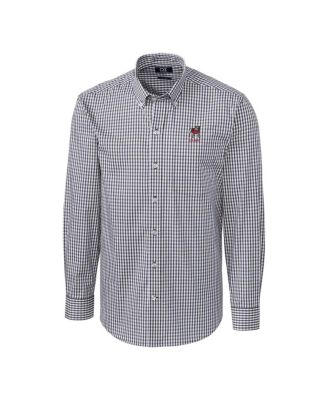 Men's Charcoal Georgia Bulldogs Alumni Logo Easy Care Stretch Gingham Dress Shirt