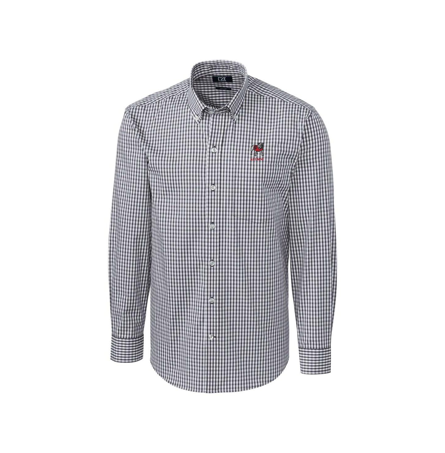 Мужская рубашка Cutter & Buck Charcoal Georgia Bulldogs Alumni Logo Easy Care Stretch Gingham Dress Shirt — фото 3