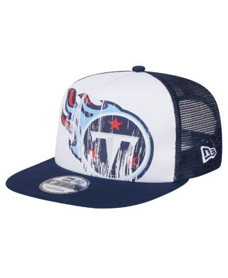 New Era - Big Boys and Girls White/Navy Tennessee Titans Distressed 9FIFTY A-Frame Snapback Hat