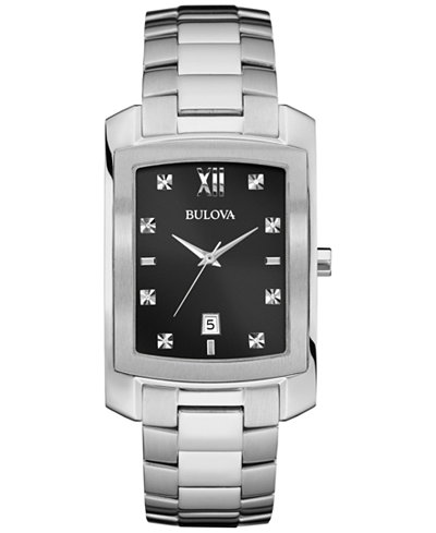 Bulova Men's Diamond Accent Stainless Steel Bracelet Watch 31mm 96D125