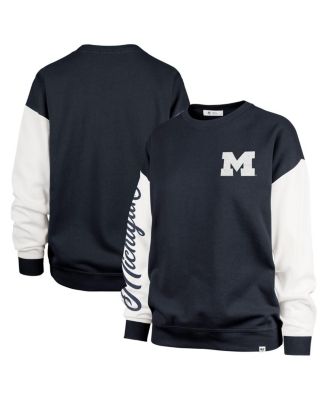'47 Brand - Women's Navy Michigan Wolverines Double Header Rise Andie Pullover Sweatshirt