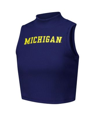 Women's Navy Michigan Wolverines Cropped Tank Top