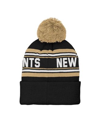 Preschool Black New Orleans Saints Jacquard Cuffed Knit Pom with Hat