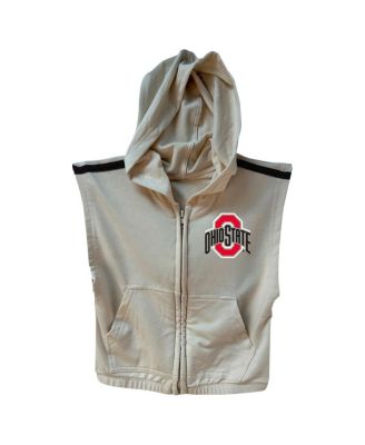 Girls Toddler Tan Ohio State Buckeyes Tri-Blend Sleeveless Full-Zip Hoodie Tiered Skirt Set