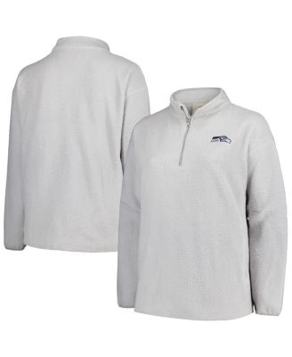 Profile - Women's Gray Seattle Seahawks Plus Size Sherpa Quarter-Zip Jacket