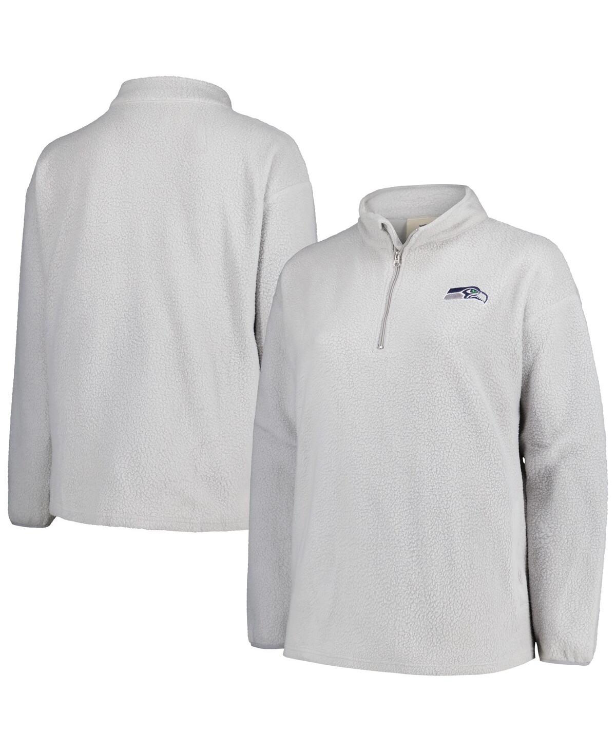 Profile Women's Gray Seattle Seahawks Plus Size Sherpa Quarter-zip Jacket In Gray