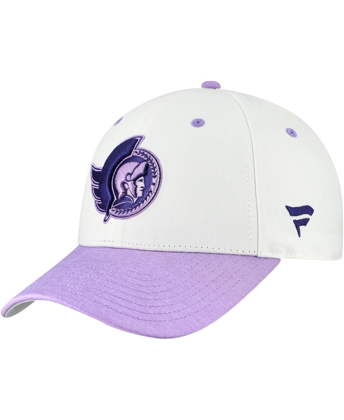 Fanatics Men's White/Lavender Ottawa Senators Authentic Pro Hockey Fights Cancer Adjustable Hat