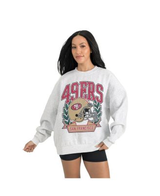 Women's Gray San Francisco 49ers Heritage Premium Fleece Pullover Sweatshirt