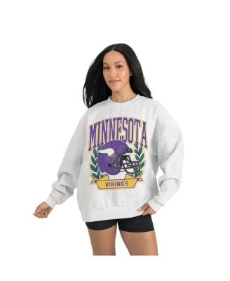 Women's Gray Minnesota Vikings Heritage Premium Fleece Pullover Sweatshirt