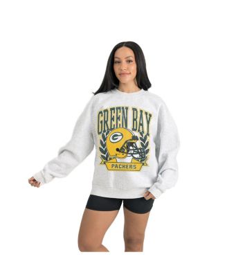 Women's Gray Green Bay Packers Heritage Premium Fleece Pullover Sweatshirt