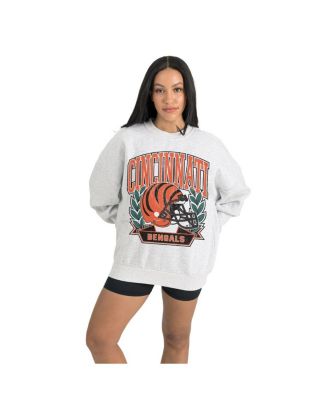 Women's Gray Cincinnati Bengals Heritage Premium Fleece Pullover Sweatshirt