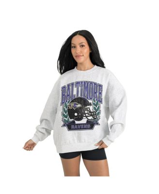 Women's Gray Baltimore Ravens Heritage Premium Fleece Pullover Sweatshirt