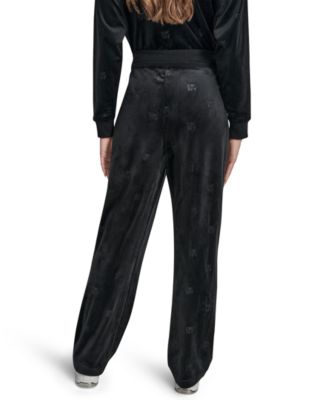 Petite Debossed Velour Logo Detail Pull-On Pants