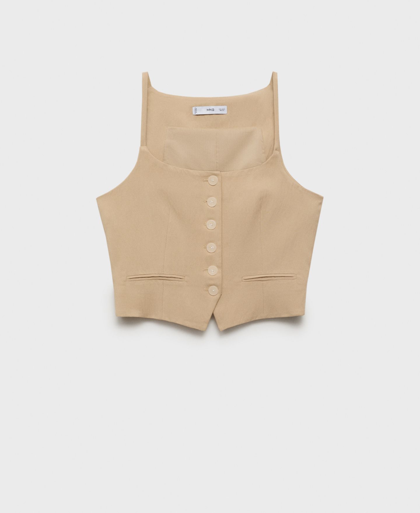 Женский жилет Mango Lyocell Suit Vest, цвет: Бежевый — фото 1