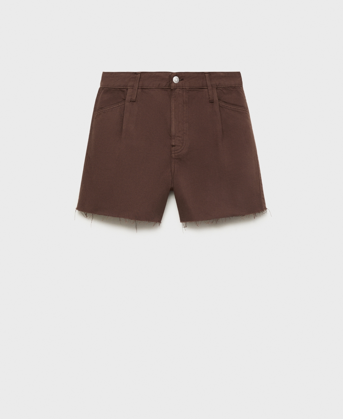 Mango Frayed Hem Denim Shorts In Brown