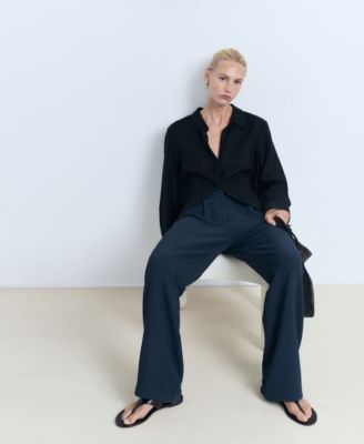 Women's Straight-Fit Pleated Pants