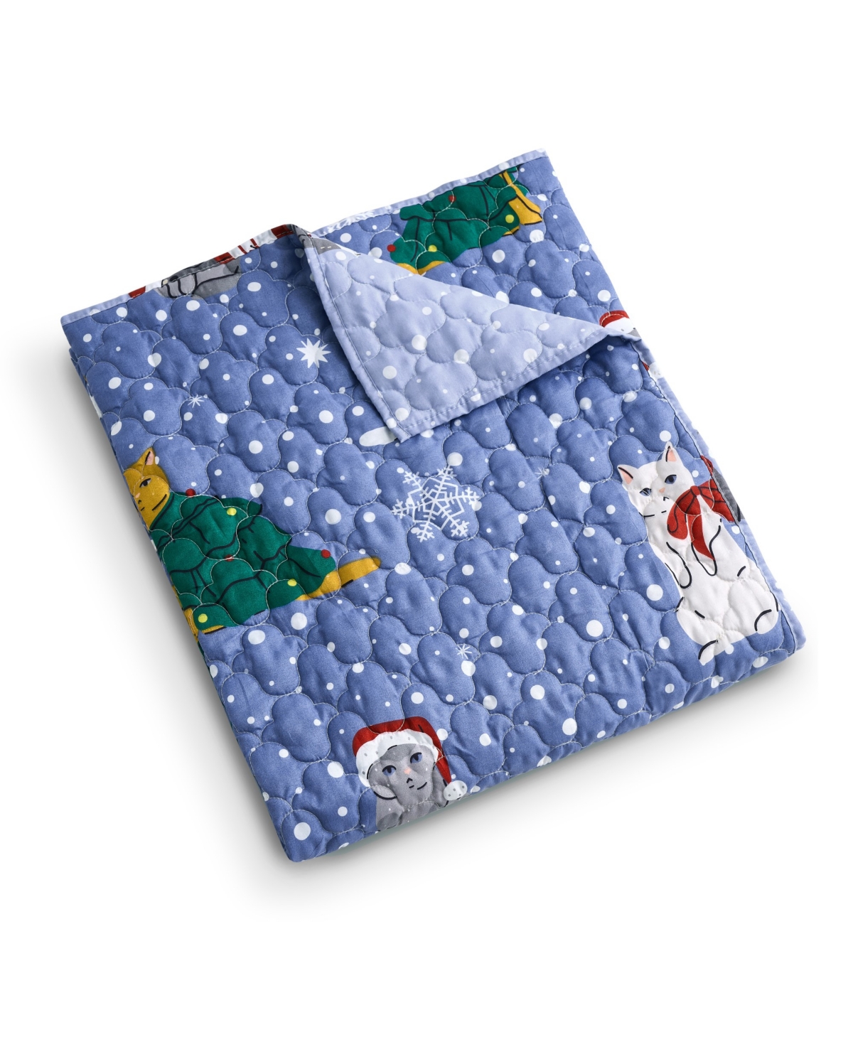 Greenland Home Fashions Winter Whiskers Pet Lover's Reversible Holiday Throw, 50" X 60" In Blue