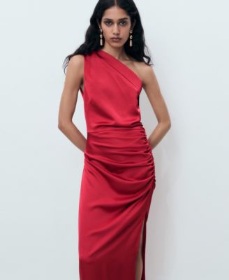 Women's Side Slits Asymmetrical Satin Dress
