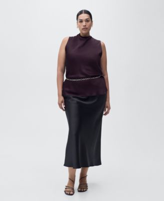 Women's Draped Neck Satin Blouse