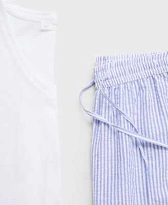 Women's 2-Piece Seersucker Striped Pajamas
