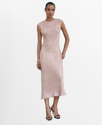 MANGO - Women's Satin Floral Jacquard Dress