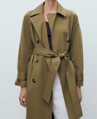 Women's Long Double-Breasted Trench Coat