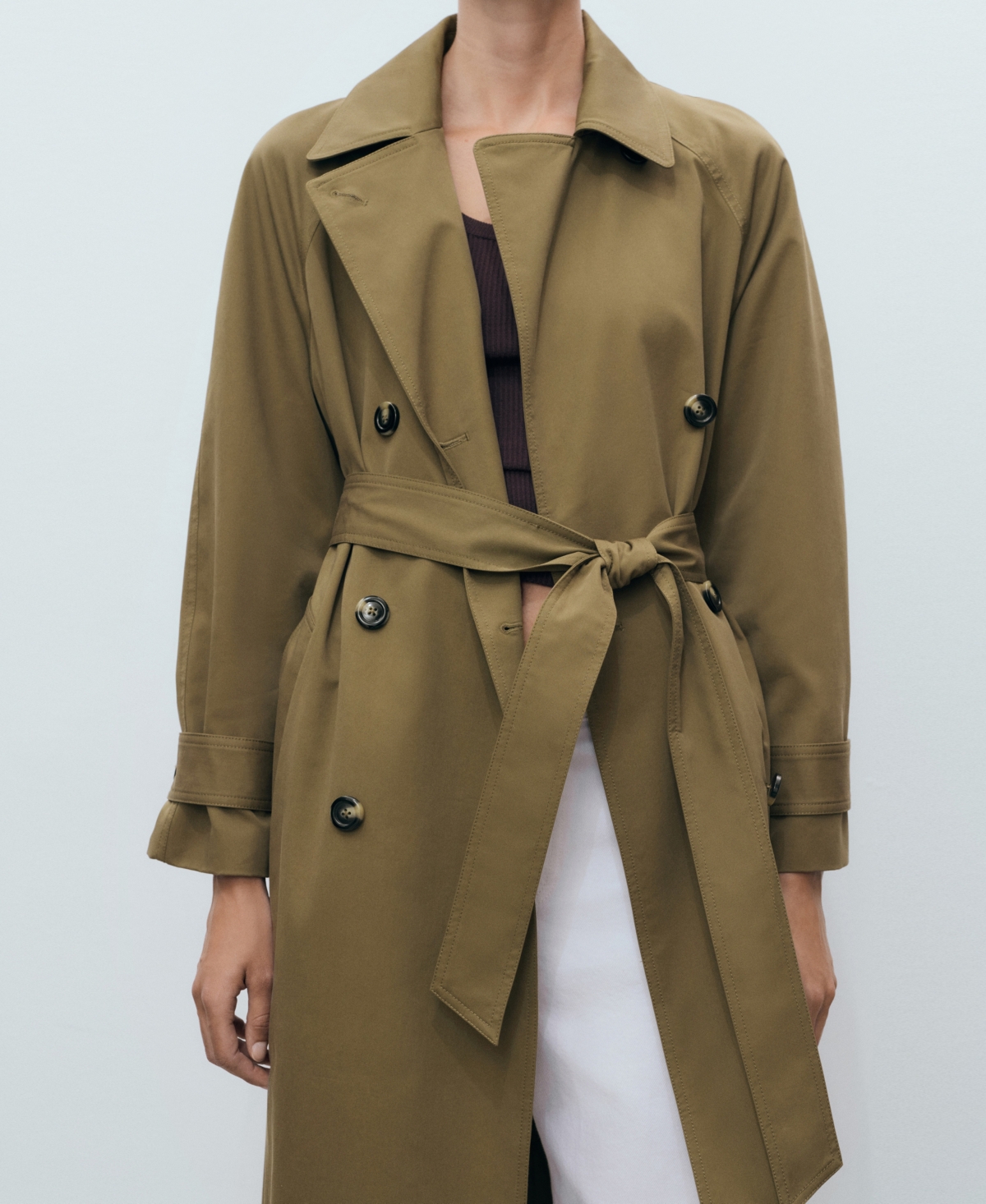 Mango Angela Trench Coat In Green