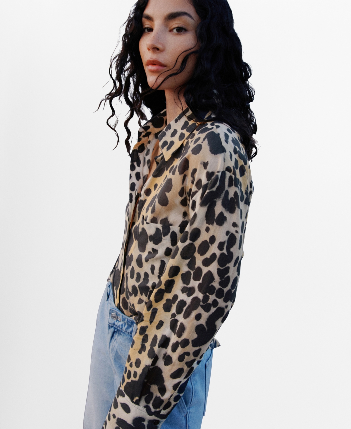 Mango Women's Animal Print Cotton Shirt In Black