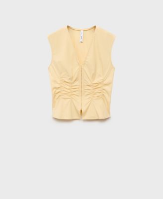 MANGO - Women's Gathered Cotton Blouse