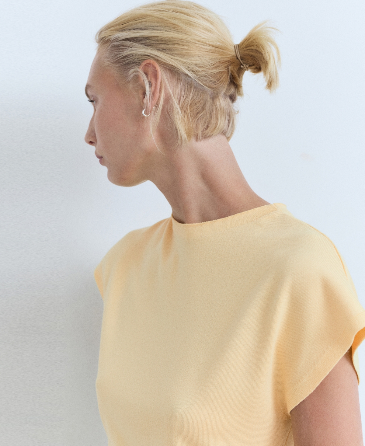 Mango Fine Knit Short Sleeve T-shirt In Yellow