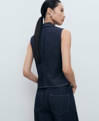 Women's Contrast Stitching Denim Top
