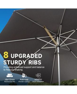 9FT Outdoor Patio Umbrella with Push Button Tilt and Crank Wind Vent